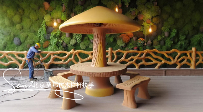 jimeng-2025-06-25-5533-正在施工制作的旅游區樓梯室外安全圍欄設計制作過程，美工正在施工制作，先用鋼筋焊接....jpeg