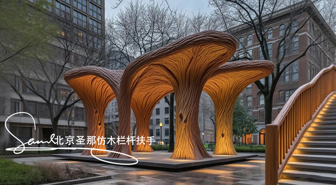jimeng-2025-06-25-1875-正在施工制作的旅游區樓梯室外安全圍欄設計制作過程，美工正在施工制作，先用鋼筋焊接....jpeg