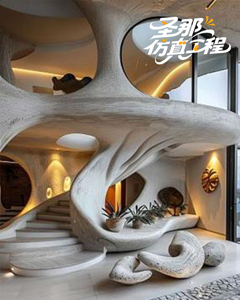 水泥仿木樓梯